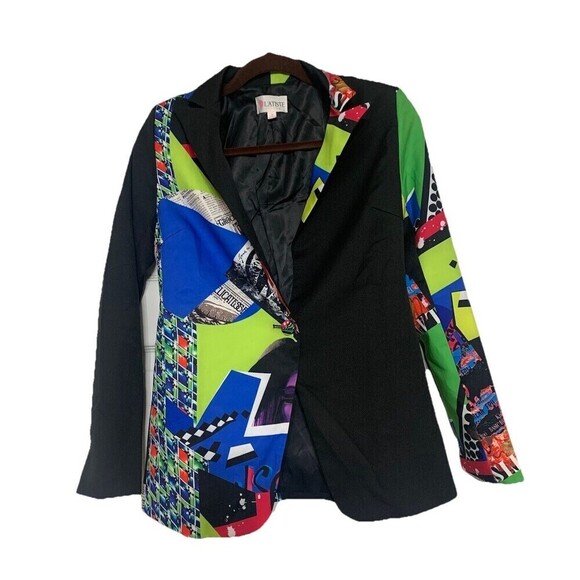 L’Atiste By Amy Artsy Funky Graffiti Printed Jacket Blazer Retro Size S - Picture 1 of 8
